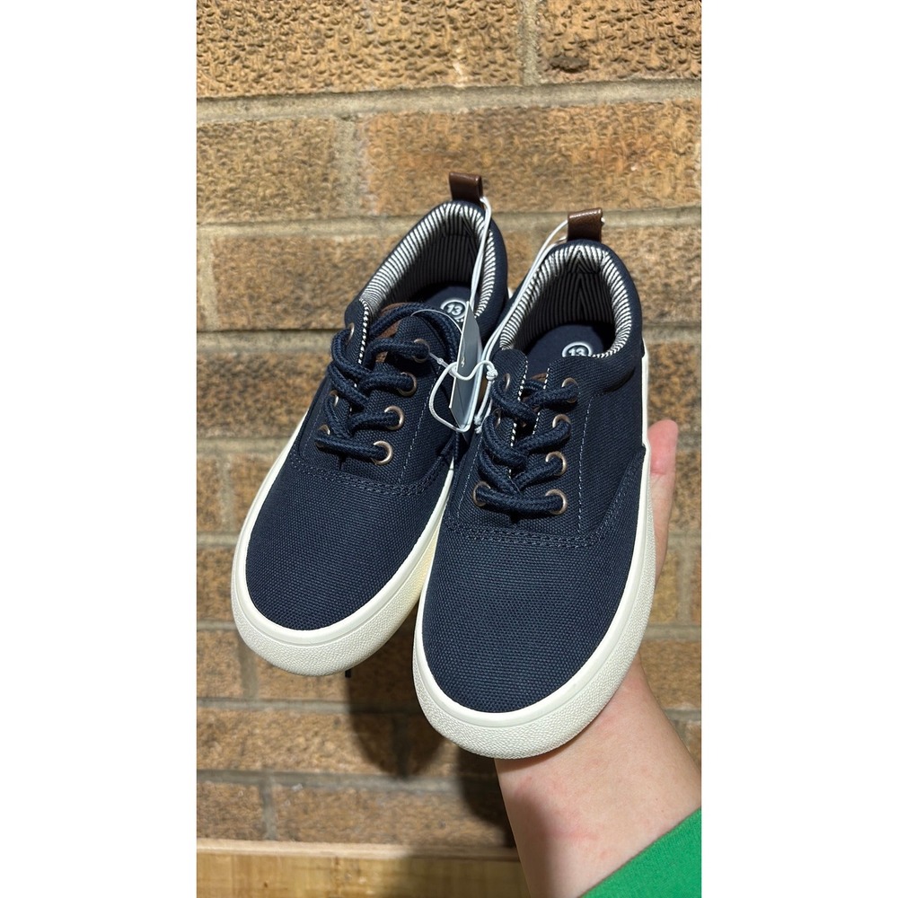 Cat & Jack Kids Jett Low Top Sneakers Navy Blue Lace Up Shoes 13C